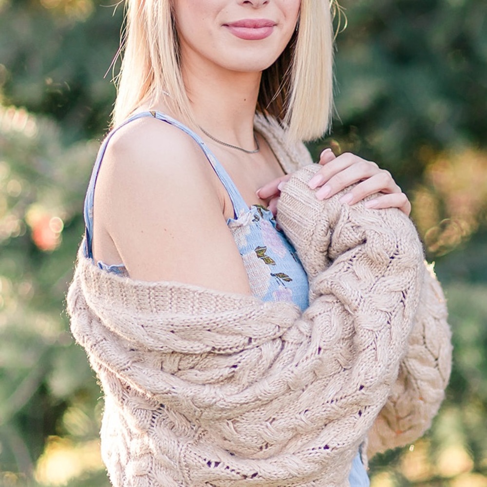Kendall and Kylie Long Tan Cardigan